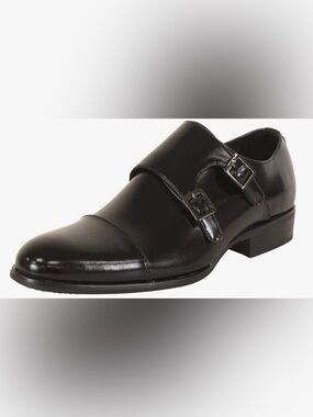 Stacy Adams Men’s Black Laceless Double Monk Strap Dress Shoe, Size 9 1/2